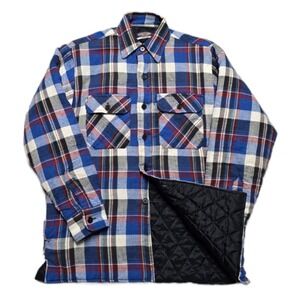 VTG Expressions Quilt Lined Flannel Shirt Mens M Plaid Shacket‎ 80s USA
